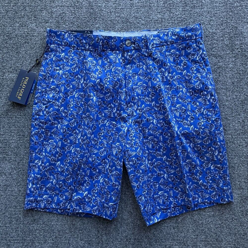 Polo Golf Ralph Lauren Men’s Floral Golf Shorts Blue Classic Fit Size 33 NWT